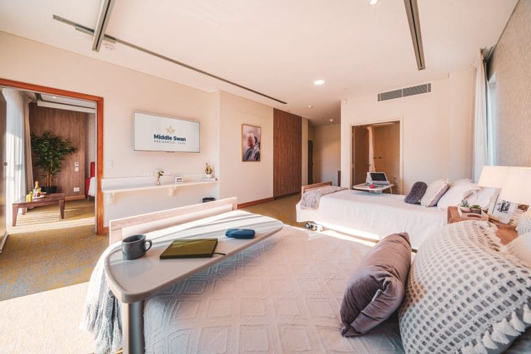 Aged care suite with in a twin-share configuration